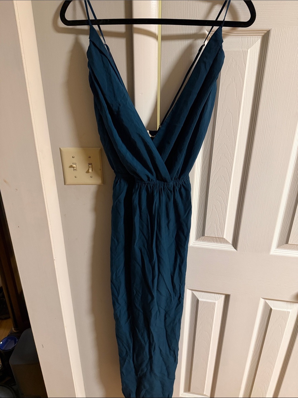 LoveStitch ~Deep Teal Maxi Dress with V-Neck & Super Sexy Back Size Small
